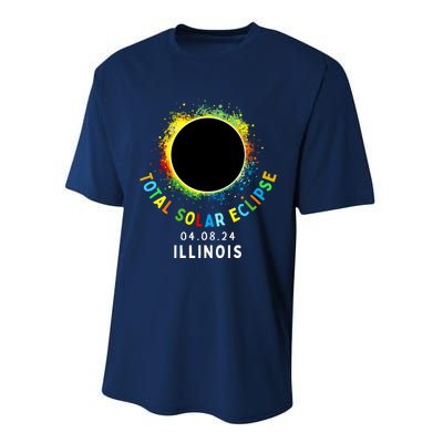 Illinois Total Solar Eclipse Totality April 8 2024 Tie Dye Performance Sprint T-Shirt