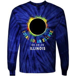 Illinois Total Solar Eclipse Totality April 8 2024 Tie Dye Tie-Dye Long Sleeve Shirt