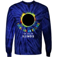 Illinois Total Solar Eclipse Totality April 8 2024 Tie Dye Tie-Dye Long Sleeve Shirt