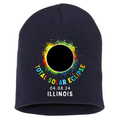 Illinois Total Solar Eclipse Totality April 8 2024 Tie Dye Short Acrylic Beanie