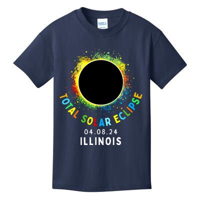 Illinois Total Solar Eclipse Totality April 8 2024 Tie Dye Kids T-Shirt