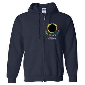 Illinois Total Solar Eclipse Totality April 8 2024 Tie Dye Full Zip Hoodie