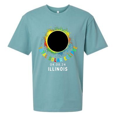 Illinois Total Solar Eclipse Totality April 8 2024 Tie Dye Sueded Cloud Jersey T-Shirt