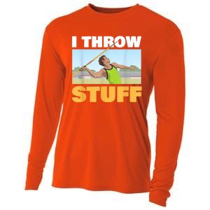 I Throw Stuff For A Shot Put Player Or Shot Putter Cooling Performance Long Sleeve Crew