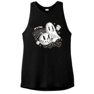 It's The Season Halloween Ghost And Pumpkin Ladies PosiCharge Tri-Blend Wicking Tank