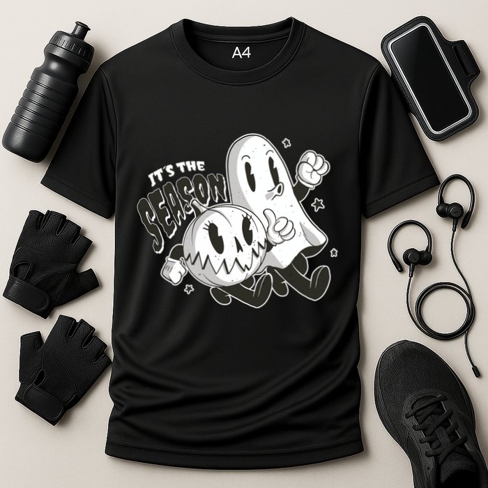 It's The Season Halloween Ghost And Pumpkin Cooling Performance Crew T-Shirt
