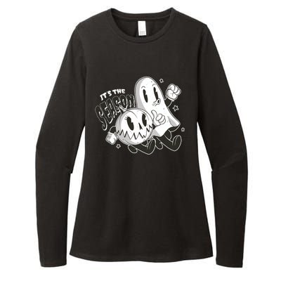 It's The Season Halloween Ghost And Pumpkin Womens CVC Long Sleeve Shirt