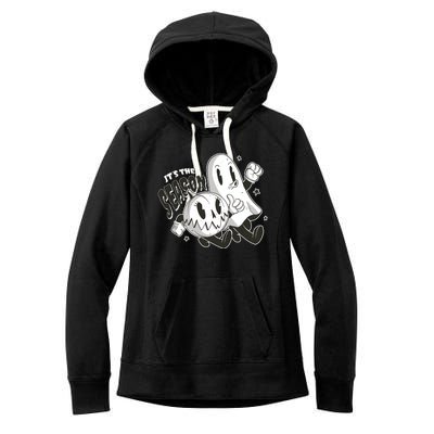 It's The Season Halloween Ghost And Pumpkin Women's Fleece Hoodie