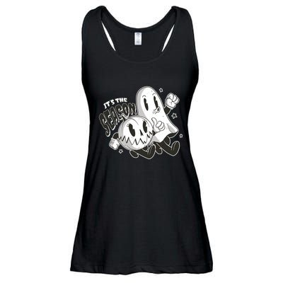 It's The Season Halloween Ghost And Pumpkin Ladies Essential Flowy Tank
