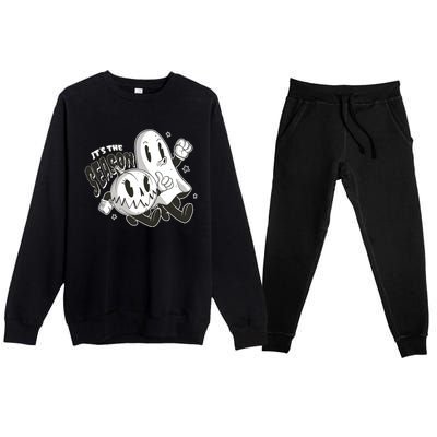 It's The Season Halloween Ghost And Pumpkin Premium Crewneck Sweatsuit Set