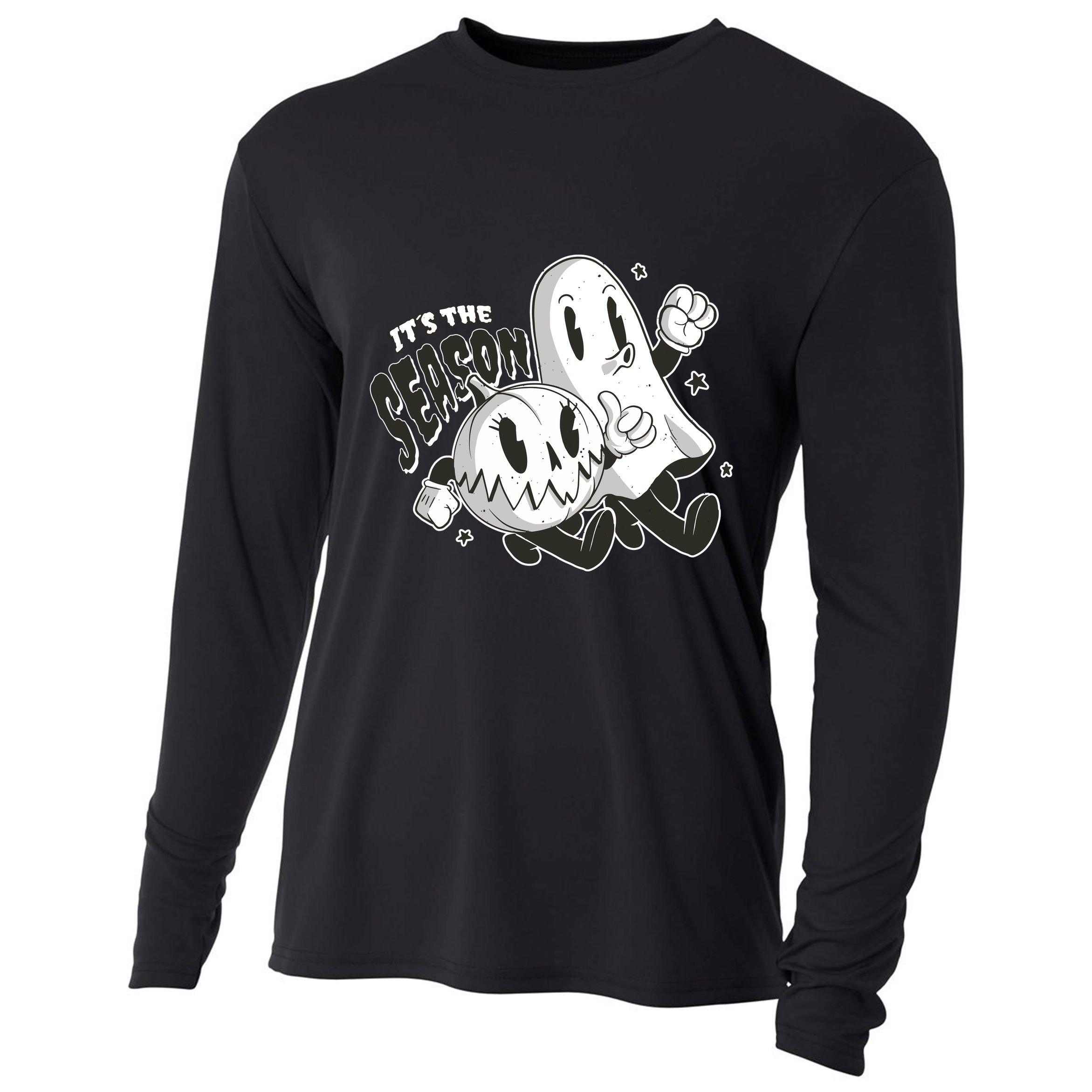 It's The Season Halloween Ghost And Pumpkin Cooling Performance Long Sleeve Crew