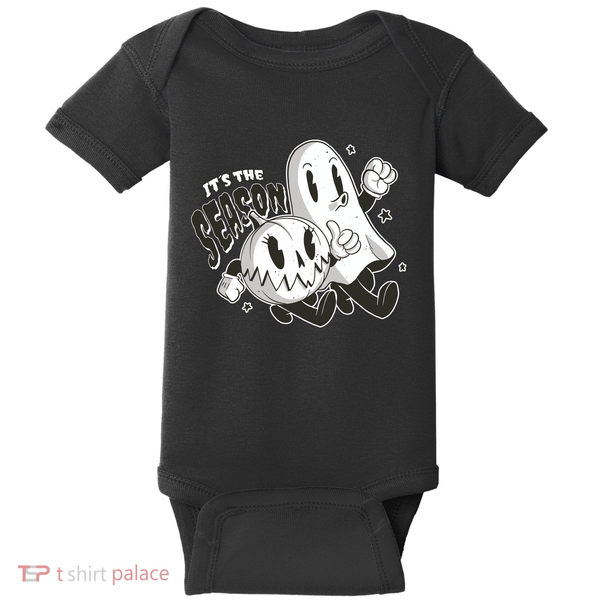 It's The Season Halloween Ghost And Pumpkin Baby Bodysuit
