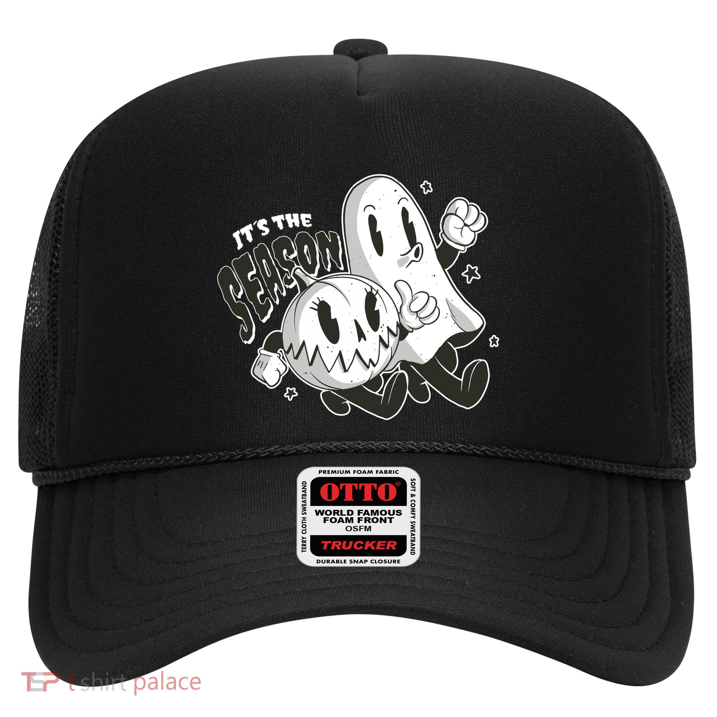 It's The Season Halloween Ghost And Pumpkin Trucker Hat