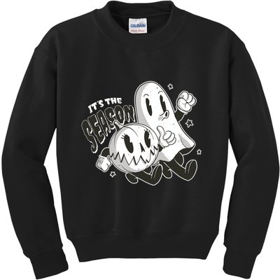 It's The Season Halloween Ghost And Pumpkin Kids Sweatshirt