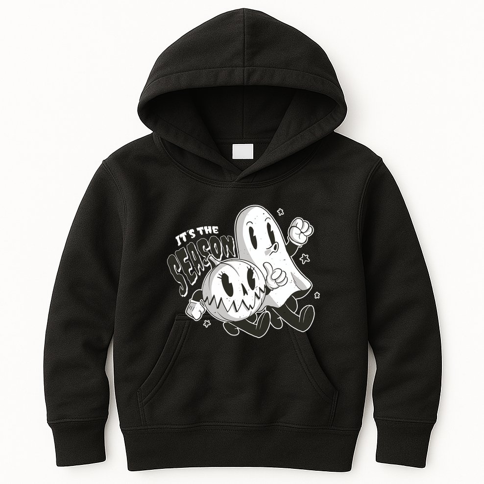 It's The Season Halloween Ghost And Pumpkin Kids Hoodie