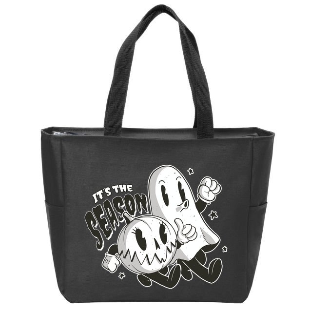 It's The Season Halloween Ghost And Pumpkin Zip Tote Bag