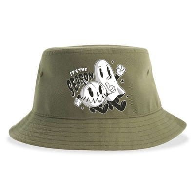 It's The Season Halloween Ghost And Pumpkin Sustainable Bucket Hat