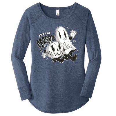 It's The Season Halloween Ghost And Pumpkin Women's Perfect Tri Tunic Long Sleeve Shirt