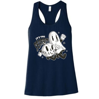 It's The Season Halloween Ghost And Pumpkin Women's Racerback Tank