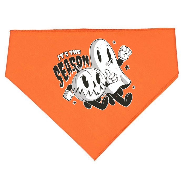 It's The Season Halloween Ghost And Pumpkin USA-Made Doggie Bandana