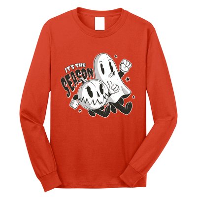It's The Season Halloween Ghost And Pumpkin Long Sleeve Shirt