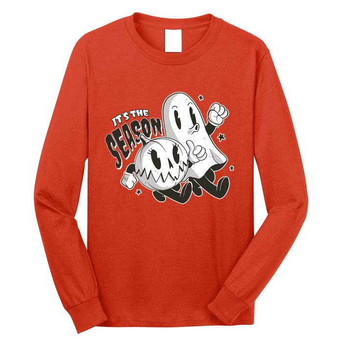It's The Season Halloween Ghost And Pumpkin Long Sleeve Shirt
