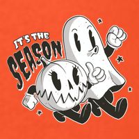 It's The Season Halloween Ghost And Pumpkin Short Acrylic Beanie