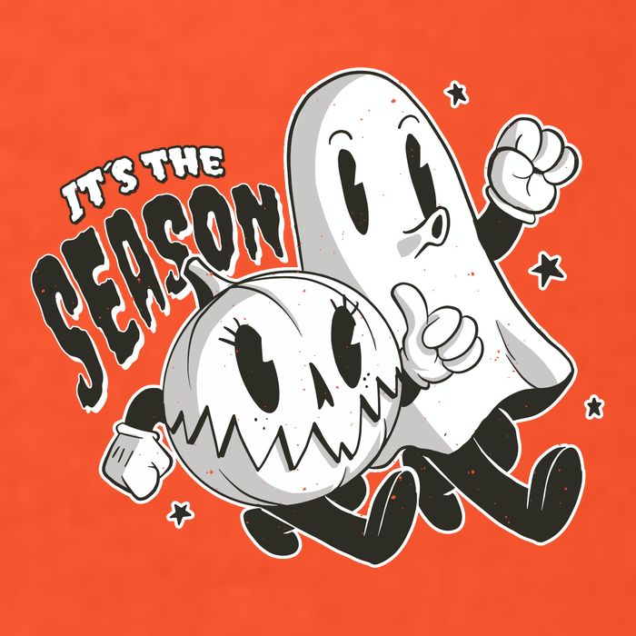 It's The Season Halloween Ghost And Pumpkin Short Acrylic Beanie