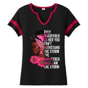 I'm The Storm Black Womens African Breast Cancer Pink Ribbon Ladies Halftime Notch Neck Tee