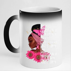 I'm The Storm Black Womens African Breast Cancer Pink Ribbon 11oz Black Color Changing Mug