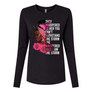 I'm The Storm Black Womens African Breast Cancer Pink Ribbon Womens Cotton Relaxed Long Sleeve T-Shirt