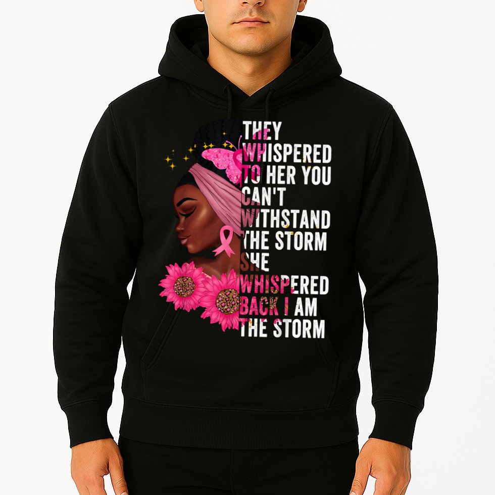 I'm The Storm Black Womens African Breast Cancer Pink Ribbon Hoodie