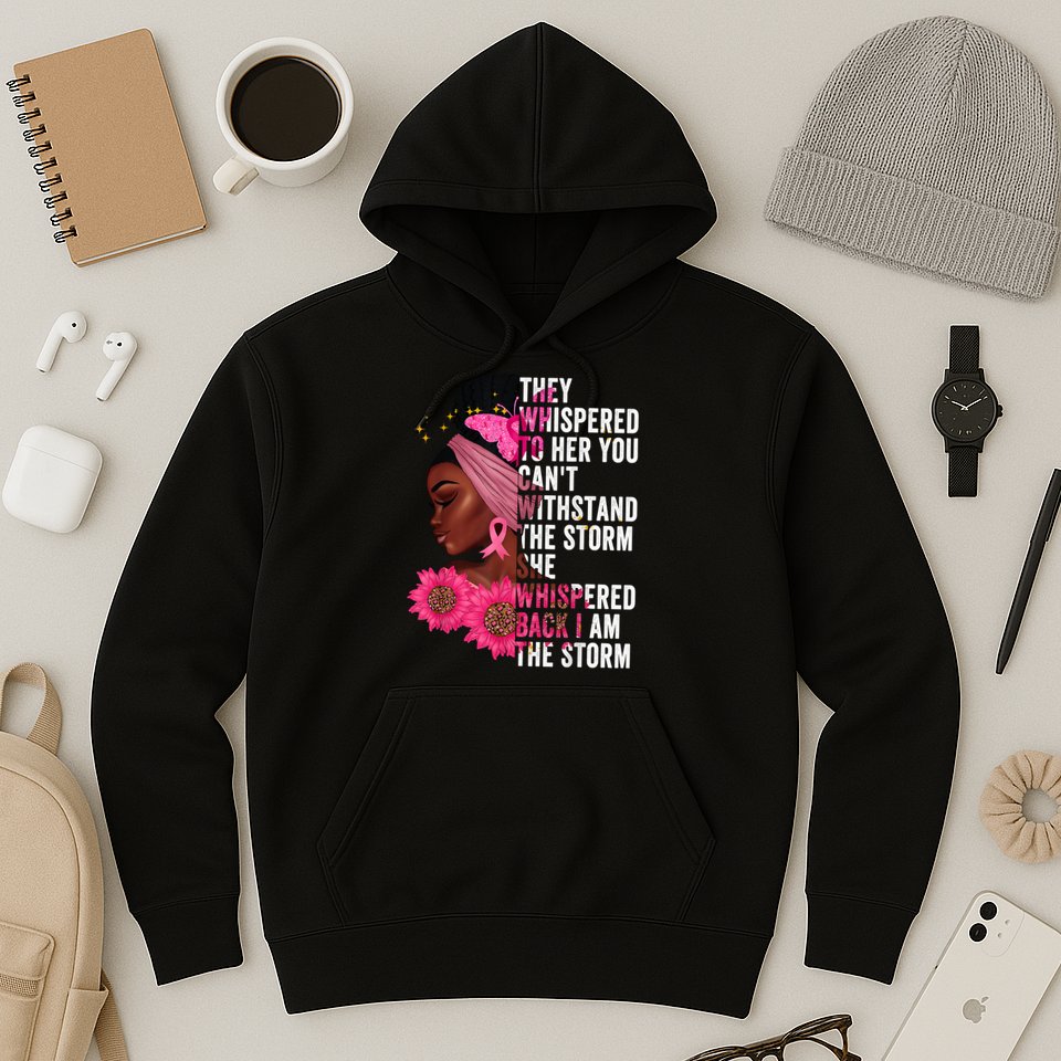 I'm The Storm Black Womens African Breast Cancer Pink Ribbon Hoodie
