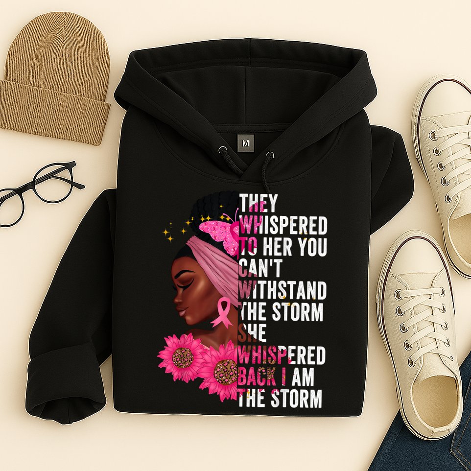 I'm The Storm Black Womens African Breast Cancer Pink Ribbon Hoodie