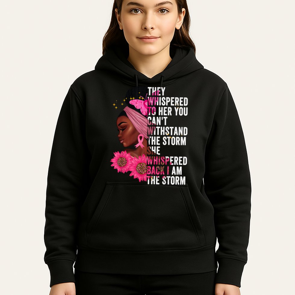 I'm The Storm Black Womens African Breast Cancer Pink Ribbon Hoodie