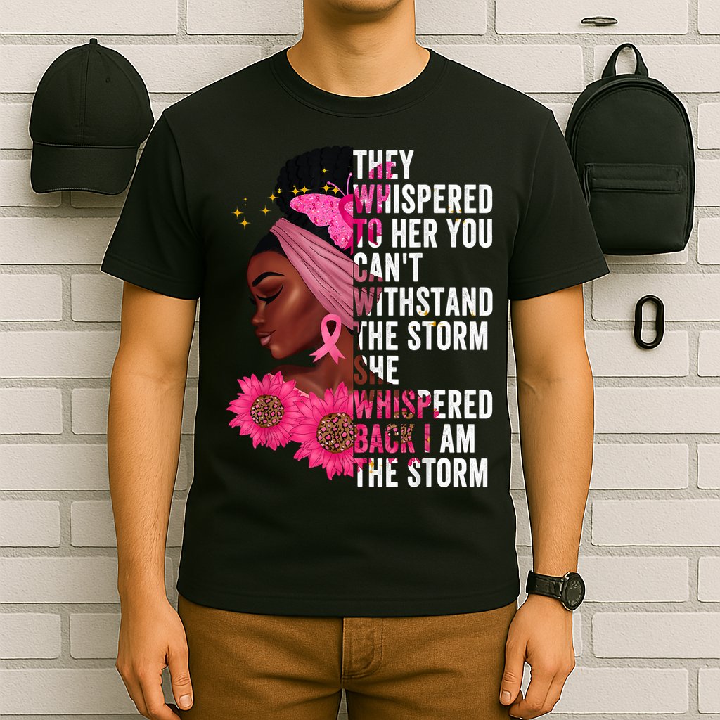 I'm The Storm Black Womens African Breast Cancer Pink Ribbon T-Shirt
