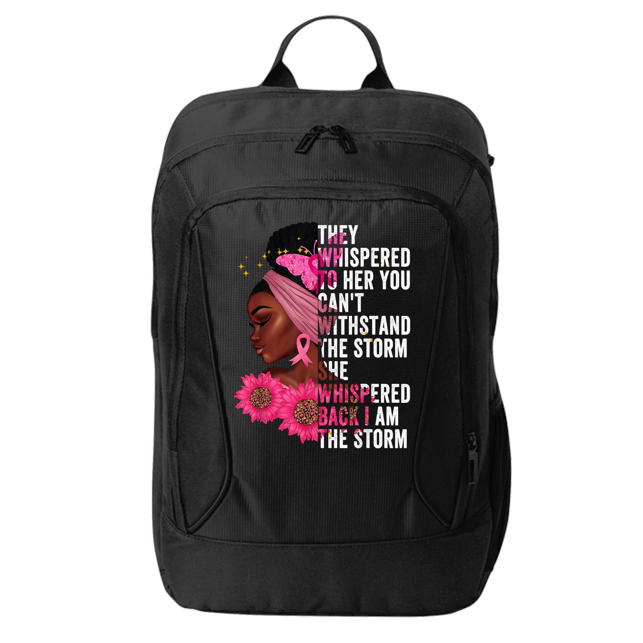 I'm The Storm Black Womens African Breast Cancer Pink Ribbon City Backpack