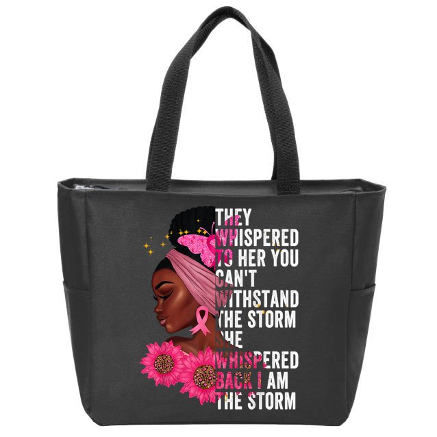 I'm The Storm Black Womens African Breast Cancer Pink Ribbon Zip Tote Bag