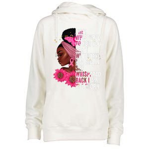 I'm The Storm Black Womens African Breast Cancer Pink Ribbon Womens Funnel Neck Pullover Hood