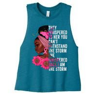 I'm The Storm Black Womens African Breast Cancer Pink Ribbon Women's Racerback Cropped Tank