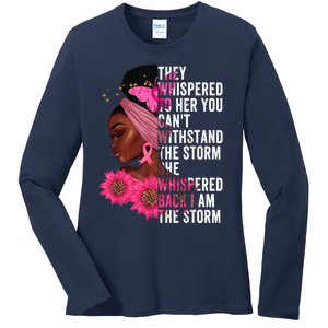 I'm The Storm Black Womens African Breast Cancer Pink Ribbon Ladies Long Sleeve Shirt