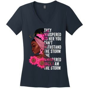 I'm The Storm Black Womens African Breast Cancer Pink Ribbon Women's V-Neck T-Shirt