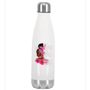 I'm The Storm Black Womens African Breast Cancer Pink Ribbon Stainless Steel Insulated Water Bottle