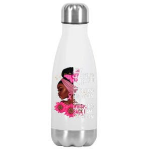 I'm The Storm Black Womens African Breast Cancer Pink Ribbon Stainless Steel Insulated Water Bottle