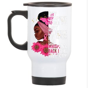 I'm The Storm Black Womens African Breast Cancer Pink Ribbon Stainless Steel Travel Mug