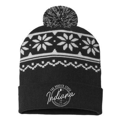 Indiana The State Est. 1816 Patriotic Pride Indiana USA-Made Snowflake Beanie