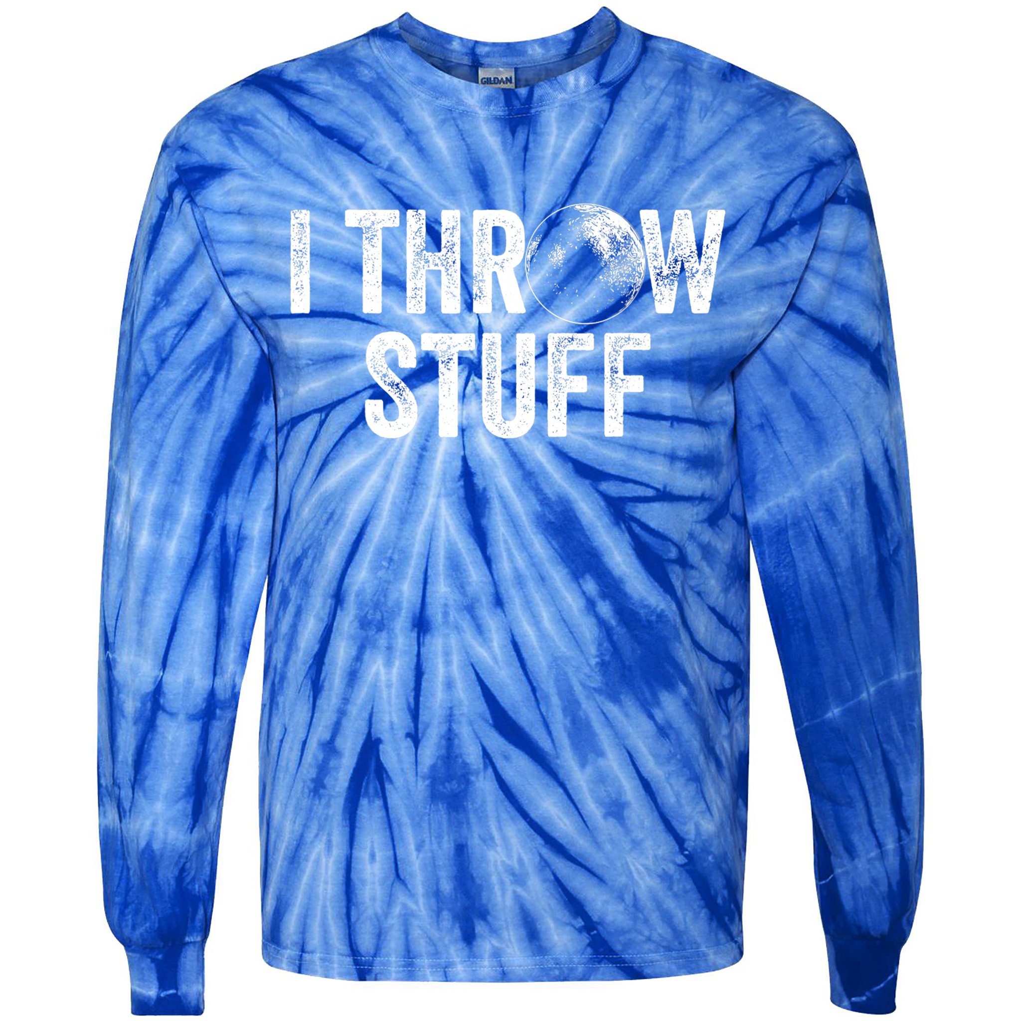 I Throw Stuff Shot Put Athlete Throwing Tie-Dye Long Sleeve Shirt