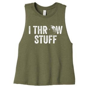 I Throw Stuff Shot Put Athlete Throwing Women's Racerback Cropped Tank