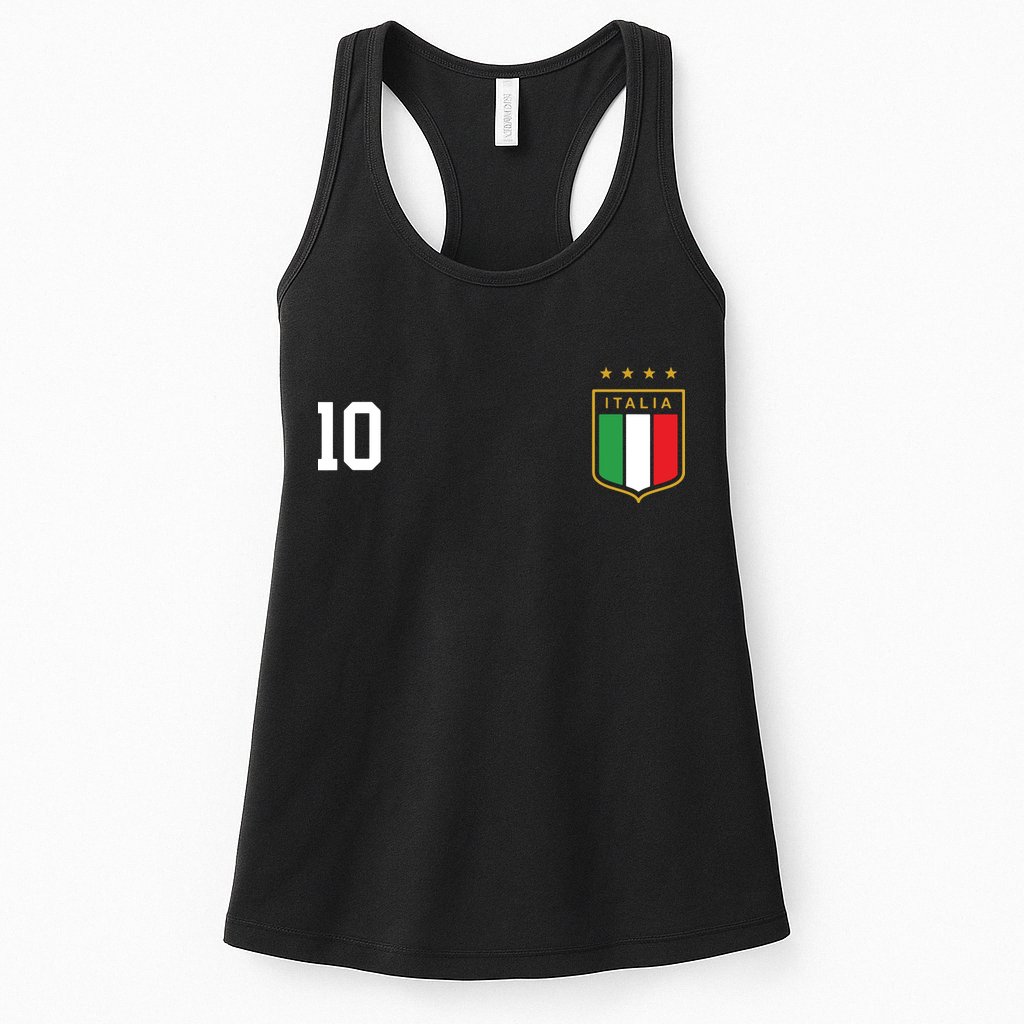 Italia Team Sports Number 10 Italy Soccer Italian Flag Womens Tank Top