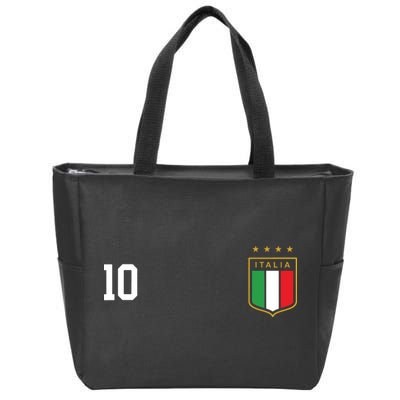 Italia Team Sports Number 10 Italy Soccer Italian Flag Zip Tote Bag